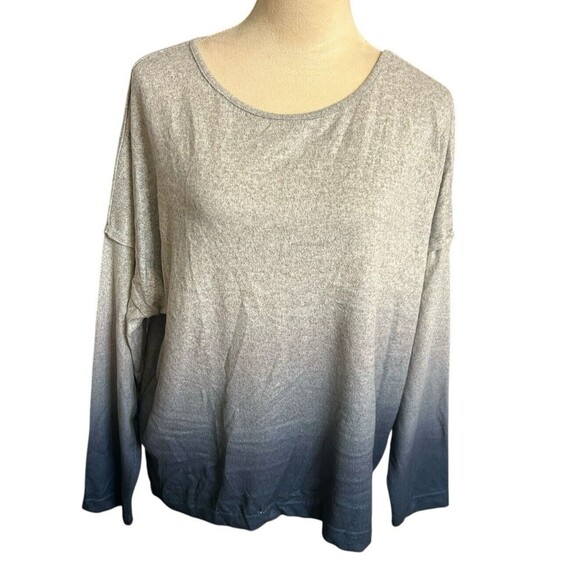 Lucky Brand Knit Lightweight Sweater Tie Dye Drop Shoulder Gray Stretch Sz L - Picture 1 of 8